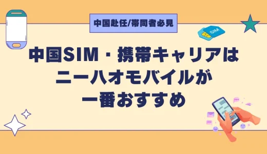 【中国赴任/帯同者必見】中国SIM・携帯キャリアはニーハオモバイルが一番おすすめ